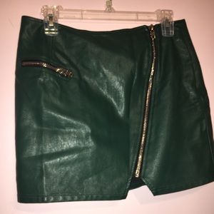 Deep Green Leather Skirt